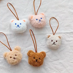 SIGVARD Gantungan Tas Kepala Boneka Beruang Lucu Gantungan Kunci Label Nama Tas Aesthetic KEY17