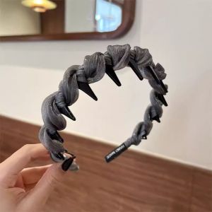 Elegant Pearl Shiny Mesh Hairband Womens Style 2025 New Daily Outdoor High Hairline Headband Hair Clip Fashionable Accessory