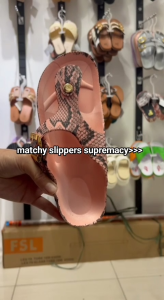#955 Womens Slipper Snake Print PU Leather Flip-Flops with Hook and Loop Closure