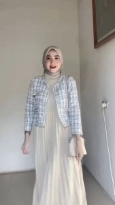 Gamis Plisket Longdress Buntung Casual Panjang Maxy Overall Pleats Dress Tanpa Lengan