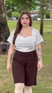 A8 ขาสั้นวูลเวฟ 4 ส่วน คลุมเข่า มีหลายสี # กางเกงที่เป็นส่วนหนึ่ง เอวสูง กางเกงคนอ้วน กางเกงสาวอวบ ขาสั้นเอวสูง ราคาเพียงแค่ $50