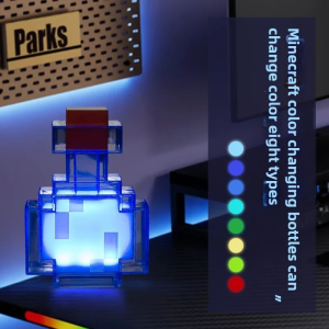 MC Color Changing Potion Bottle Night Light - Set of 8 Models USB Powered Mood Light & Decor Ambient Glow Lamp Pixel Game