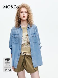 MO&Co. | Thin Cotton Denim Shirt with Tie