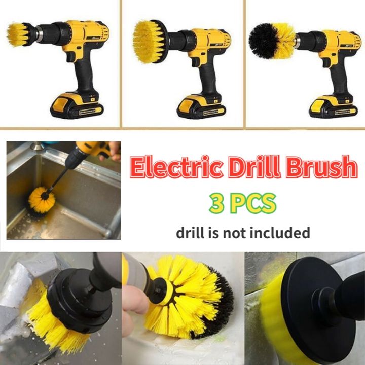 Electric Drill Brush 3pcs Cleaning Screwdriver Car Floor Kitchen Grease Cleaning Tools Household