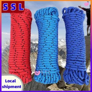 【Local shipment】10m/20m30m Climb Rope Climbing Rope Hiking Mountaineering Rescue Equipment Safety Outdoor Survival Camping Tool Clothesline Hiking Rock Double Hook Sports Equipment