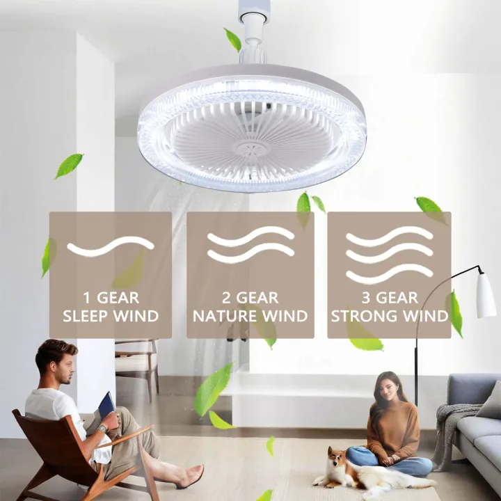 LED Ceiling Fan Light E27 With Remote Control Dimming 3-speed ...