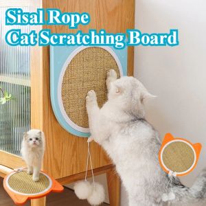 Cat Scratch Board With Ball Cat Claw Grinding Indoor Suction Cup Hanging Sisal Cat Scratch Pad Toy