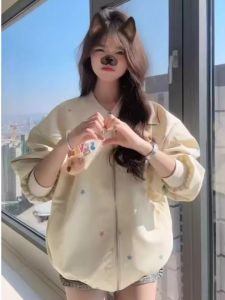 Fashionable American Retro Collar Open Cardigan Jacket Men Women Style Winter High Street Baseball Uniform Coat Standard Fit