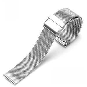 GANG JUE | Ultra-Thin Metal Milanese Mesh Watch Band Mens Womens Replacement Strap Jewelry Buckle Flat Interface Bright Finish