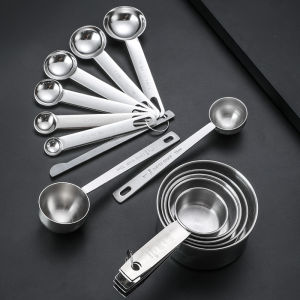 Stainless Steel Measuring Spoons Cups Set Kitchen Baking Tools with Scale Seasoning Measuring Spoon Cup for Cooking Baking