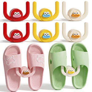 4pcs Bathroom Slipper Hooks / Waterproof Wall-mounted Shoes Storage Rack / Punch-Free Cartoon Big Mouth Shoe Organizer / for Bathroom and Bedroom
