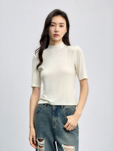 INLIFE | Autumn Half-High Collar Short Sleeve T-shirt