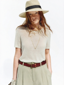 MO&Co. | Summer New Linen Blend Breathable Textured Round Neck Short Sleeve Loose Knitwear