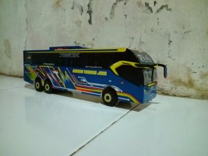 Mainan miniatur Basuri telolet bus sudiro tungga jaya draka full lampu