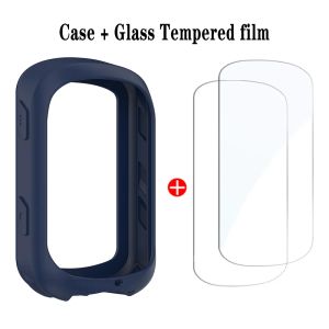 2-IN-1 Case + Tempered Glass-2Pcs for Garmin Edge 540 / 840 GPS Bicycle Stopwatch Screen Protector Glass Film & Silicone Cover
