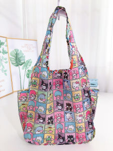 Large Foldable Cartoon Eco-Bag Single Shoulder Lightweight Cloth Bag for Shopping And Carrying Water Cups Versatile Oxford Cloth Bag
