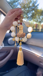 Khánh 8S Liên Hoa Hạt Gỗ Chu Sa Phật Như Lai Và Đài Sen Trang Trí Ô TôXe Hơi Mang May Mắn Bình An