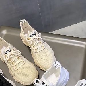 Socks shoes womens Korean version spring fly woven mesh breathable casual shoes thick bottom all-match running white shoes
