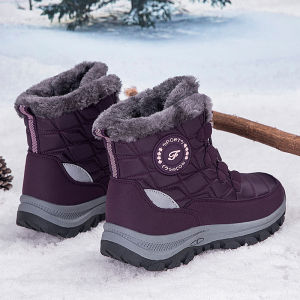Thickened Fleece Winter Snow Boots Womens Northeastern Style Warm Thickened Walking Shoes Mom Shoes Elderly People Shoes