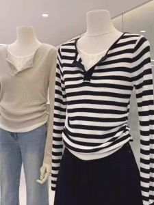 HUOLISI | Slimming Fake Two-Piece Stripe Knitwear