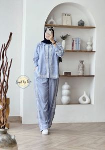 (8x) GAGIL SAFANA AZZUYRA  Baju Set Celana Wanita Muslim Syafana 2 Set By Gagil. Nazra Sha