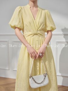 PlumJan | Đầm T Tay Bồng Chất Liệu Sang Trọng Pháp