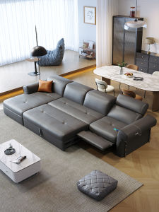 First Class Italian Minimalist Top Layer Genuine Leather Electric Reclining Living Room Sofa Bed Storage Composed Couch