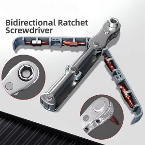 Multifunctional Bidirectional Forward Reverse Ratchet Screwdriver Elbow Flat Head Wrench Cross Screwdriver Slotted Tool Repair