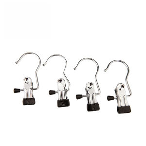 Windproof with Hook Clothes Drying Clips Clothes Drying Hanger Stainless Steel Anti-slip Clip 5pcs