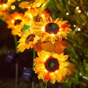Solar Powered Sunflower Light Outdoor LED Ground Insert Lawn Lamp for Garden Lawn Courtyard Decoration Wedding Birthday