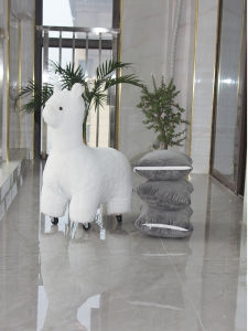 Modern Minimalist Animal Shaped Rotatable Wooden Sheep Chair with Cloth Finishing by Yagman Craft Artistic Style Furniture