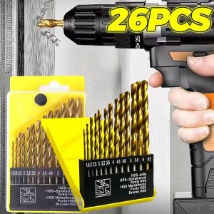 26/13Pcs Metric Drill Bits Set Tip Work For Glass Metal Tile Concrete Professional Masonry Drill Bits Bearing Steel Power Tools 1.5-6.5mm
