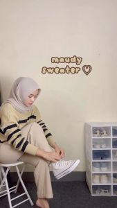 Maudy Sweater Premium - Atasan Rajut Maudy Garis Knit Korean Style Termurah