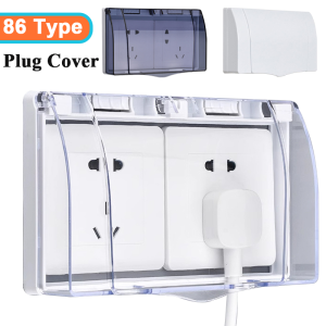86 Type Double Socket Switch Protector Electric Plug Cover Kids Safety Box Waterproof Plug Cover Bathroom Supplies