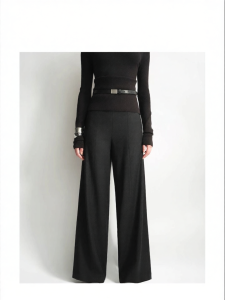 Knit Waistband High Waist Wool Blend Leggings Trousers
