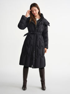 DUSHU | Insulating Quilted 90% Duck Down Padded Slim Waist Enhancing Coat