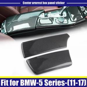 Bộ 2 Miếng Dán Giả Sợi Carbon Cho Hộp Đựng Đồ Bảng Điều Khiển Trung Tâm Tay Vịn BMW 5 Series F10 F18 Ốp Nội Thất ABS Tay Lái Bên Trái 2011-2017