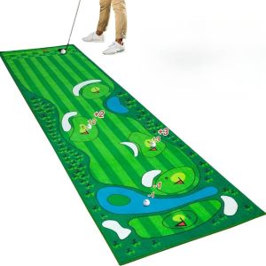 VIKAMA Golf Putting Practice Mat Green Fairway Design Non Slip Rollable Indoor Outdoor Family Game Floor Rug