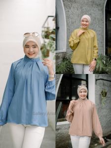 Luna Stripe Kemeja Fitted - Kemeja Wanita Fitted Stripe Salur Basic Casual