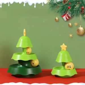 Christmas Tree Cat Carousel Multi functional Track Luminous Ball Cat Toy Self Hi Soothing Sound Ringing Cat Toy