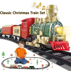 Electric Train Set for Kids Battery Operated Toy Train with Lights & Sounds Classic Train Set for Around Christmas Tree