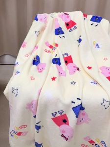 Cartoon Print Flannel Blanket Air Conditioned Sofa Blanket Office Knee Blanket Student Children Nap Blanket Warmth All Seasons