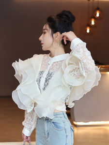 ผู้หญิง ทันสมัย ลูกไม้ เสื้อเชิ้ต Hollow Out ดีไซน์ มี เดนิม Early ฤดูใบไม้ร่วง แขนยาวสไตล์ใหม่ ผ้าฝ้าย Blend โพลีเอสเตอร์ วัสดุอื่นๆ
