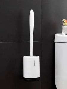 ECOCO แปรงล้างห้องน้ำ พร้อมที่เก็บ, แปรงล้าง E27, หัวแปรงซิลิโคน, ช่วยให้แปรงขัดส้วม, พร้อมสแตนด์แปรง, แปรงขัดชักโครก, บรรจุภัณฑ์เสริมความงาม, สุขภาพมีความปลอดภัย