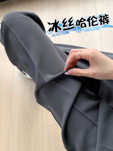 กางเกงขายาวทรงหลวมเอวสูงทรงหลวมบางๆ สำหรับผู้หญิง ฤดูใบไม้ผลิและฤดูใบไม้ร่วง กางเกงขายาวทรงหลวมแบบลำลอง ทรงเอวสูง ทรงเอวสูง