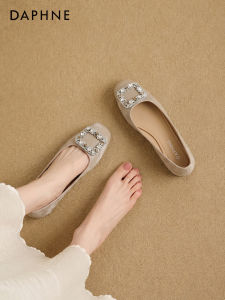 Daphne | Flat Slip-On Shoes with Square Buckle and Rhinestones