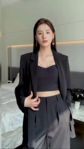 BLAZER FOR WOMAN White Suit Jacket for Women 2023 New Spring and Autumn Korean Chic Small Suit Outfit Top Design Sense Niche Terno Set Blazer Trouser Women WideLeg Coords Blazer and Trouser Pants for Women Retro Vintage Baggy Loose Type Suit