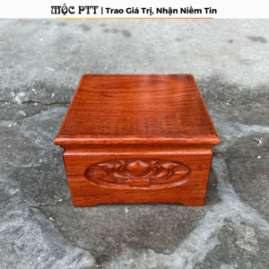 Kỷ vuông  Đôn vuông gỗ Hương Đá hoạ tiết Hoa Sen kích thước mặt 16 18 20 22 cao 9 cm