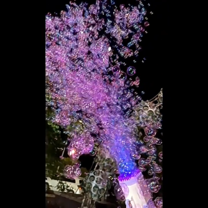 SKISOPGO Kids Bubble Toy LED Lighting Electric Bubble Machine Outdoor Automatic 69 Holes Gatling Machine Rocket Launcher