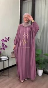 Kaftan Motif Harum Ld 180 cm Kaftan Panjang Muslim Wanita Nyaman Bahan Rayon
